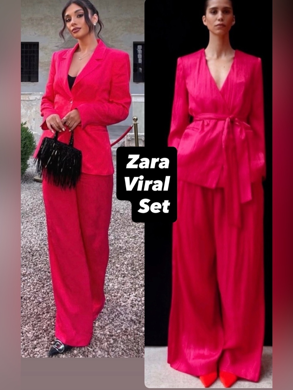VIRAL (SET ) NEW ZARA  SATIN  WRINKLED BLAZER AND PANTS
🚨NO DISCOUNT ON THIS SET